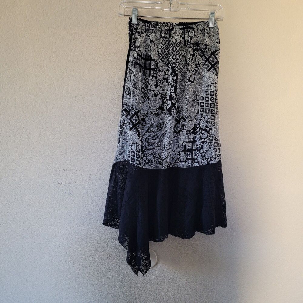 Womens Asymetrical Velvet Mix Media Skirt Size Small Bohemian Witchy Whimsygoth - Picture 7 of 7